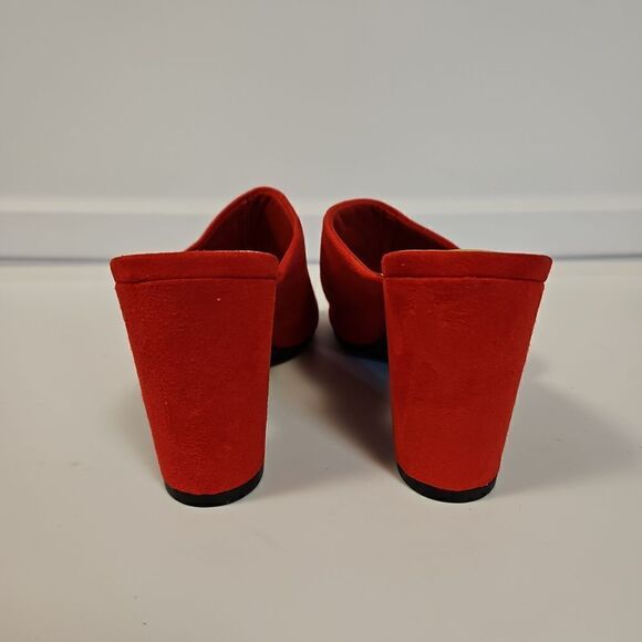 Red Faux Suede Sandals sz 8 - Picture 4 of 7